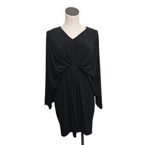 Marc Bouwer Black V-Neck Batwing Sleeve Above Knee Banded Waist Dress Size Small